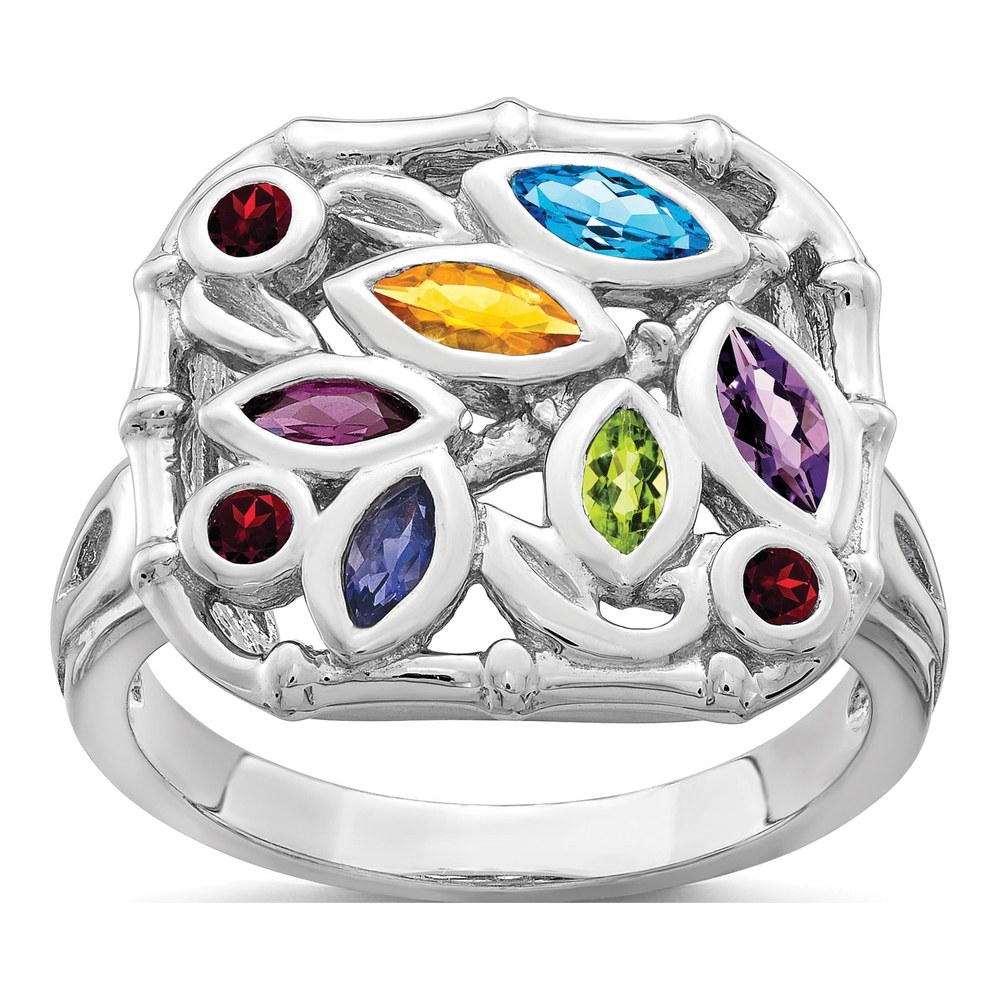 Sterling Silver Swiss Blue Topaz & Amethyst Multi Ring