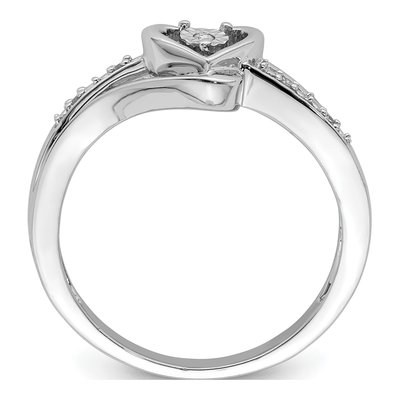 Sterling Silver Diamond Heart Ring – view 3