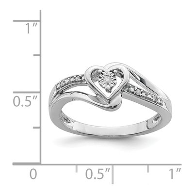 Sterling Silver Diamond Heart Ring – view 5