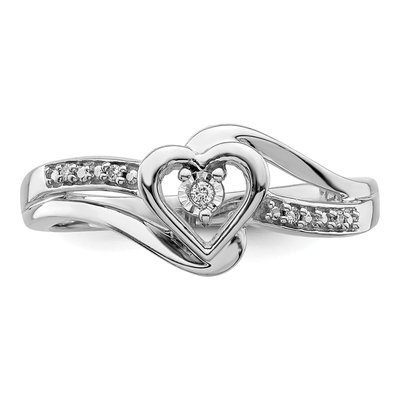 Sterling Silver Diamond Heart Ring – view 6