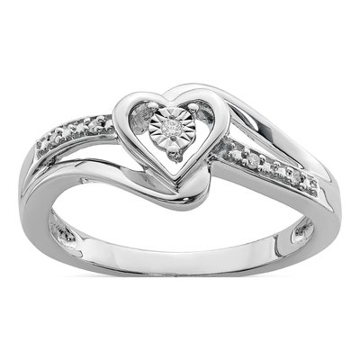 Sterling Silver Diamond Heart Ring