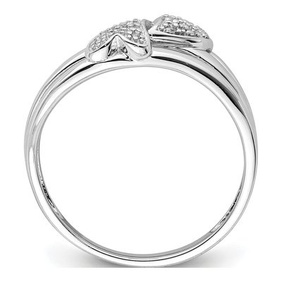 Sterling Silver 1/20 ct tw Diamond Two Heart Ring – view 3