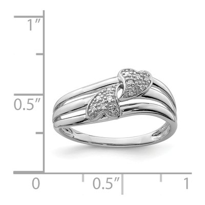 Sterling Silver 1/20 ct tw Diamond Two Heart Ring – view 4