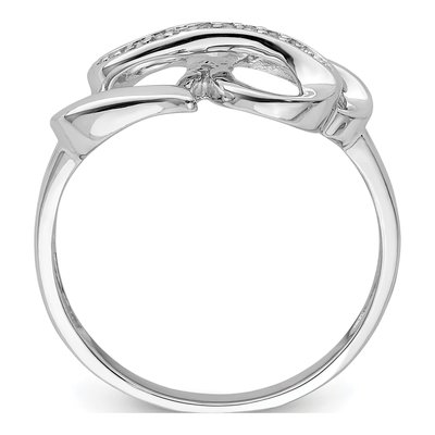 Sterling Silver Diamond Double Heart Ring – view 3