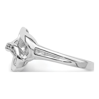 Sterling Silver Diamond Double Heart Ring – view 4