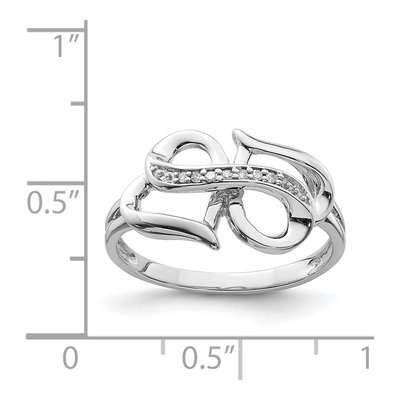 Sterling Silver Diamond Double Heart Ring – view 5