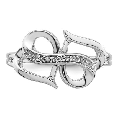Sterling Silver Diamond Double Heart Ring – view 6