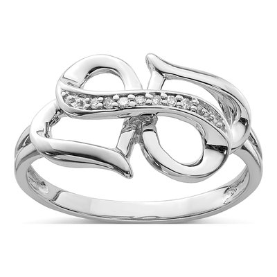 Sterling Silver Diamond Double Heart Ring