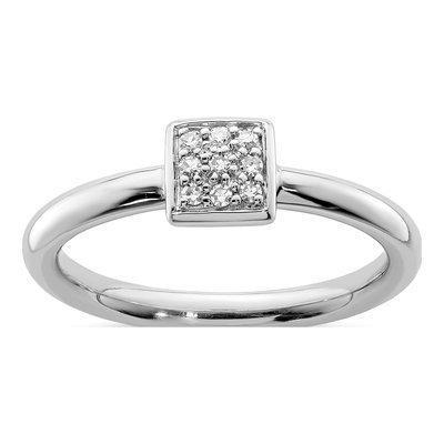 Sterling Silver 1/15 ct tw Diamond Cluster Ring