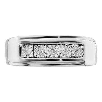 Men's Sterling Silver 1/10 ct tw Diamond Ring – view 6