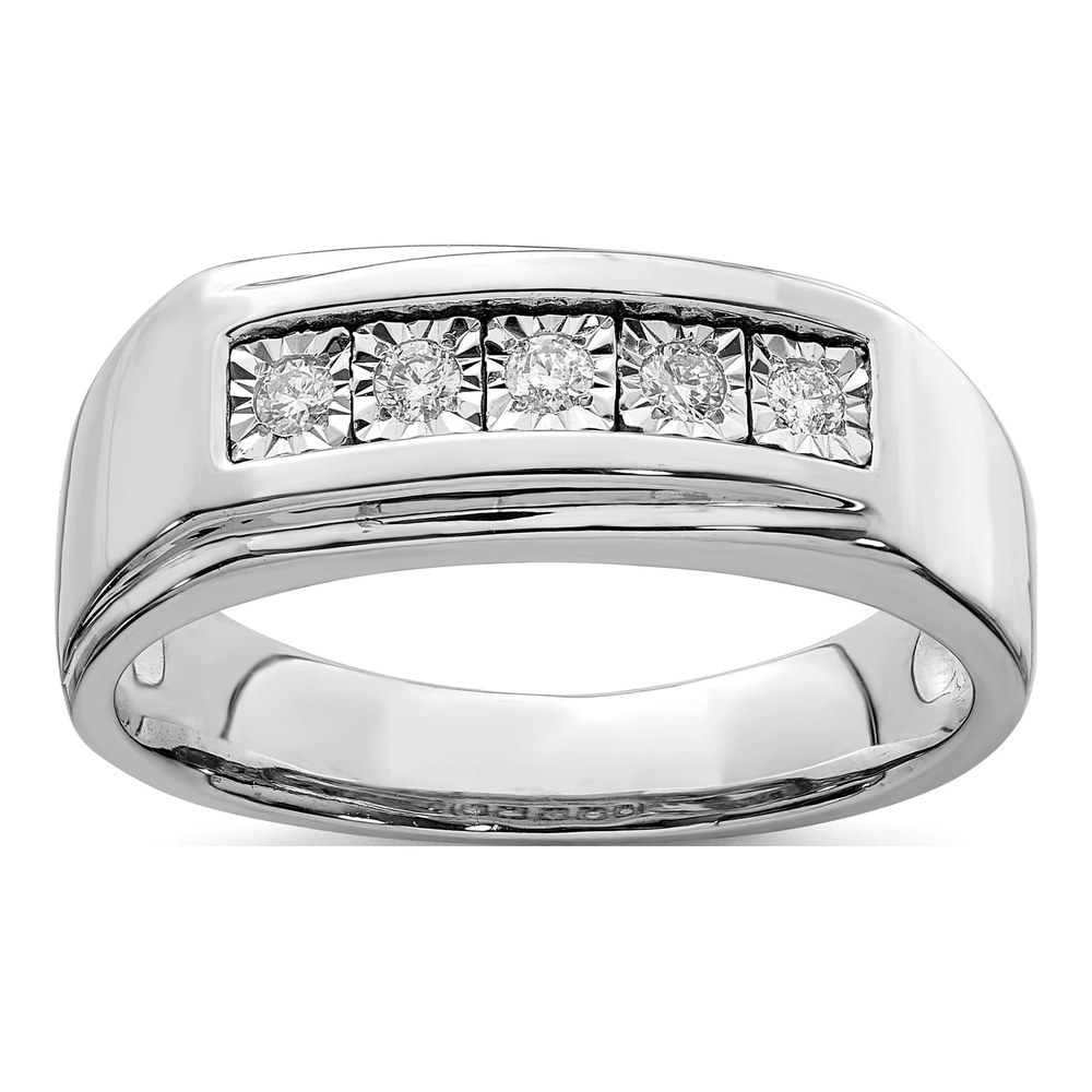 Men's Sterling Silver Diamond Polished Ring