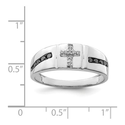 Men's Sterling Silver 1/4 ct tw Diamond Cross Ring – view 5