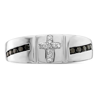 Men's Sterling Silver 1/4 ct tw Diamond Cross Ring – view 6