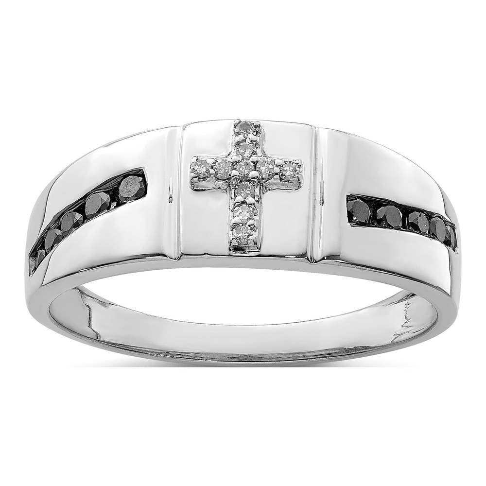 Men's Sterling Silver 1/4 ct tw Diamond Cross Ring