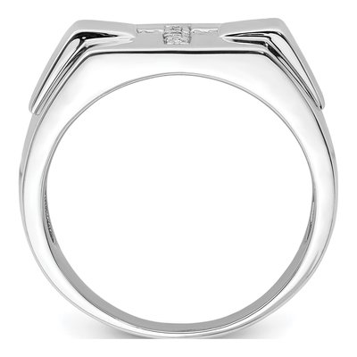 Men's Sterling Silver Diamond Cross Signet Ring – view 3