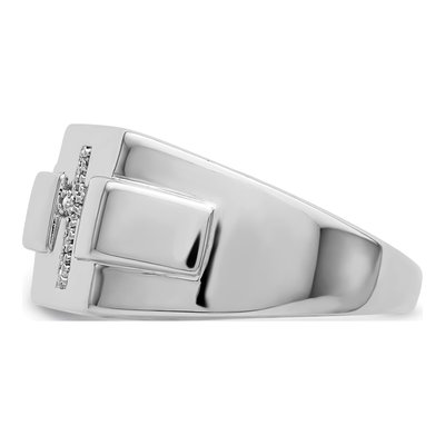Men's Sterling Silver Diamond Cross Signet Ring – view 4