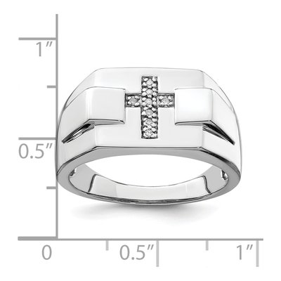 Men's Sterling Silver Diamond Cross Signet Ring – view 5