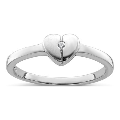 Sterling Silver CZ Girl's Heart Ring