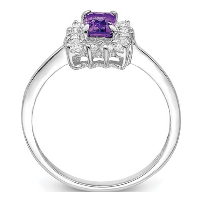Sterling Silver Amethyst & CZ Ring – view 3