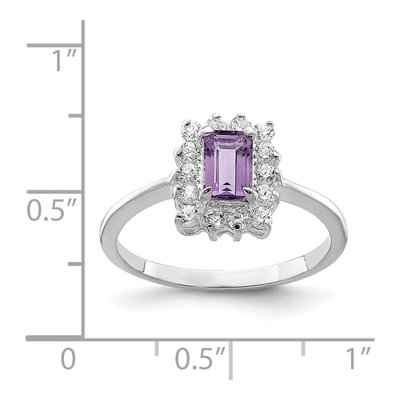Sterling Silver Amethyst & CZ Ring – view 4