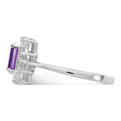 Sterling Silver Amethyst & CZ Ring – view 5