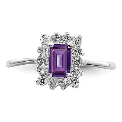 Sterling Silver Amethyst & CZ Ring – view 6