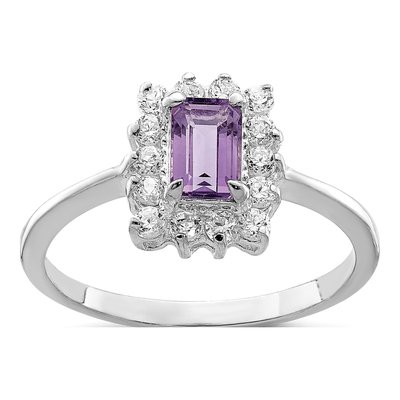 Sterling Silver Amethyst & CZ Ring