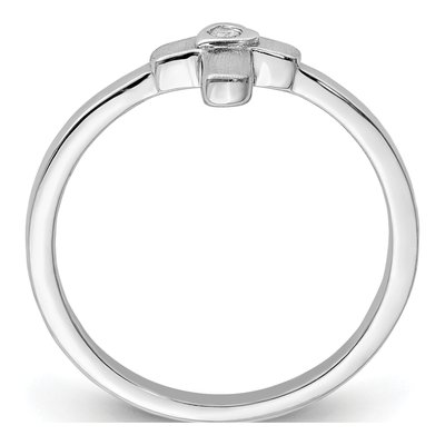 Sterling Silver CZ Girls' Cross Ring – view 3