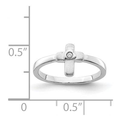 Sterling Silver CZ Girls' Cross Ring – view 5
