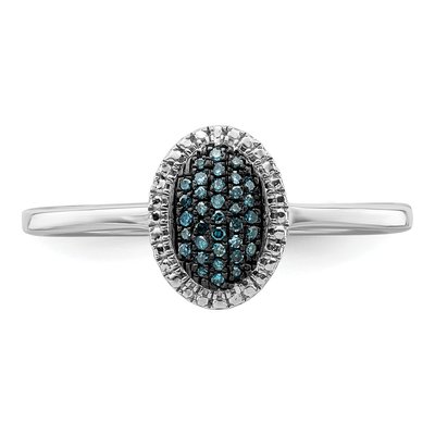 Sterling Silver 1/10 ct tw Diamond Oval Ring – view 5