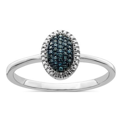 Sterling Silver 1/10 ct tw Diamond Oval Ring