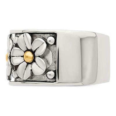 Sterling Silver & 14K Gold Daisy Ring – view 4