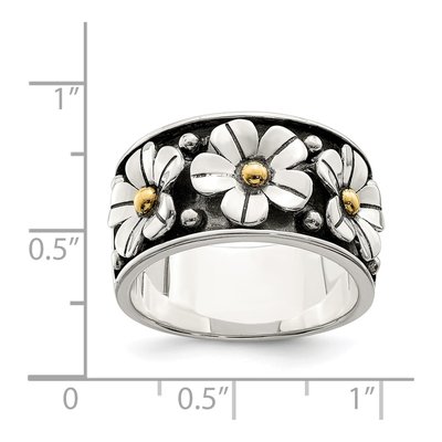 Sterling Silver & 14K Gold Daisy Ring – view 5