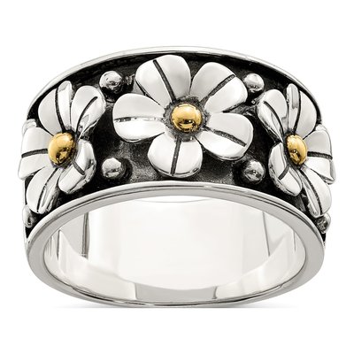 Sterling Silver & 14K Gold Daisy Ring