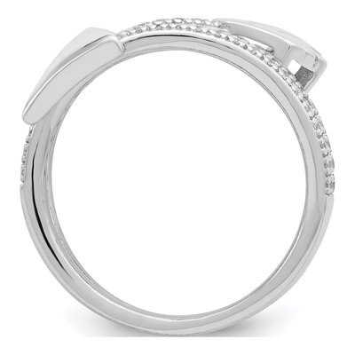 Sterling Silver CZ Arrow Ring – view 3