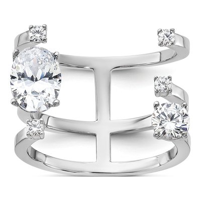 Sterling Silver CZ Adjustable Ring