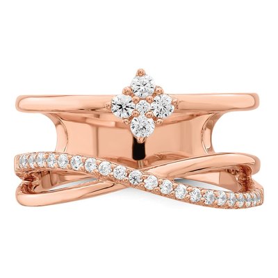 Rose Gold-Plated Sterling Silver CZ 27-Stone Ring – view 6