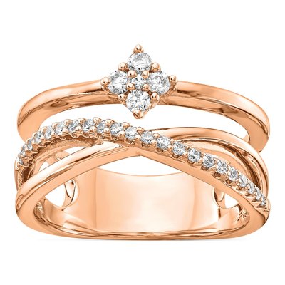 Rose Gold-Plated Sterling Silver CZ 27-Stone Ring