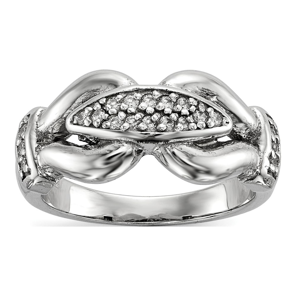 Sterling Silver CZ Textured Fancy Ring
