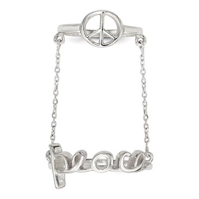 Sterling Silver Peace Double Ring – view 4