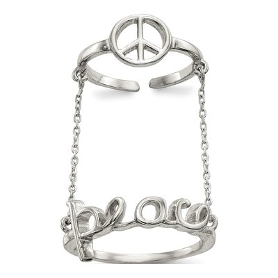 Sterling Silver Peace Double Ring