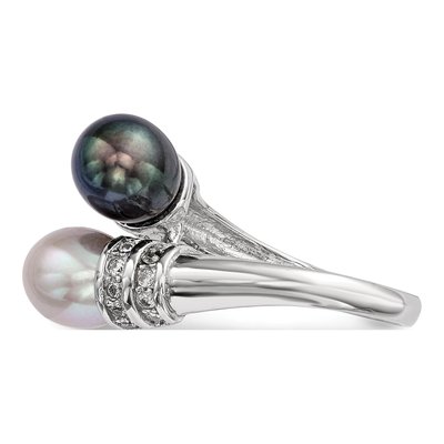Sterling Silver Black Freshwater Cultured Pearl & Grey Freshwater Cultured Pearl Ring – view 3