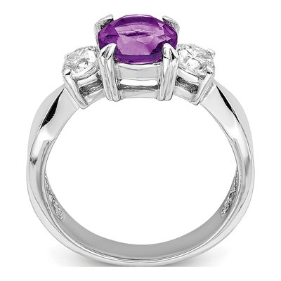 Sterling Silver Amethyst & CZ Ring – view 2