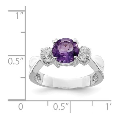Sterling Silver Amethyst & CZ Ring – view 3