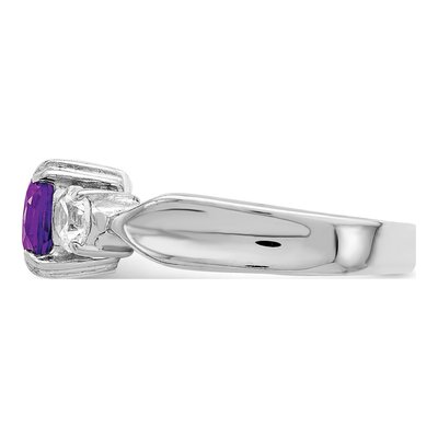 Sterling Silver Amethyst & CZ Ring – view 4