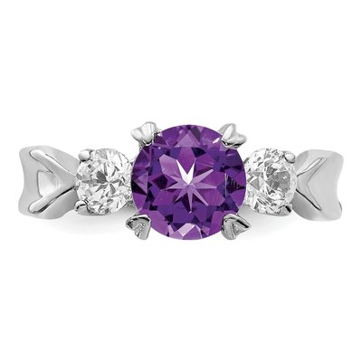 Sterling Silver Amethyst & CZ Ring – view 5