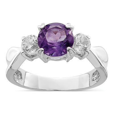 Sterling Silver Amethyst & CZ Ring