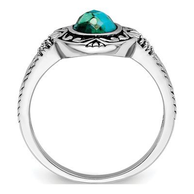 Sterling Silver Oxidized Lab-Created Turquoise Ring – view 3