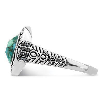 Sterling Silver Oxidized Lab-Created Turquoise Ring – view 4