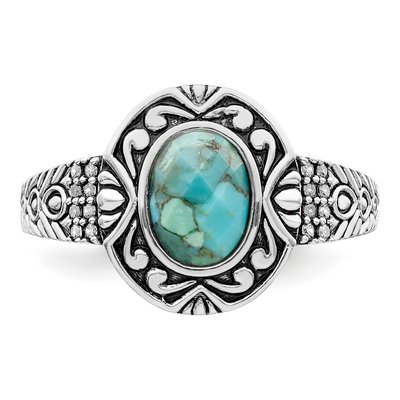 Sterling Silver Oxidized Lab-Created Turquoise Ring – view 5